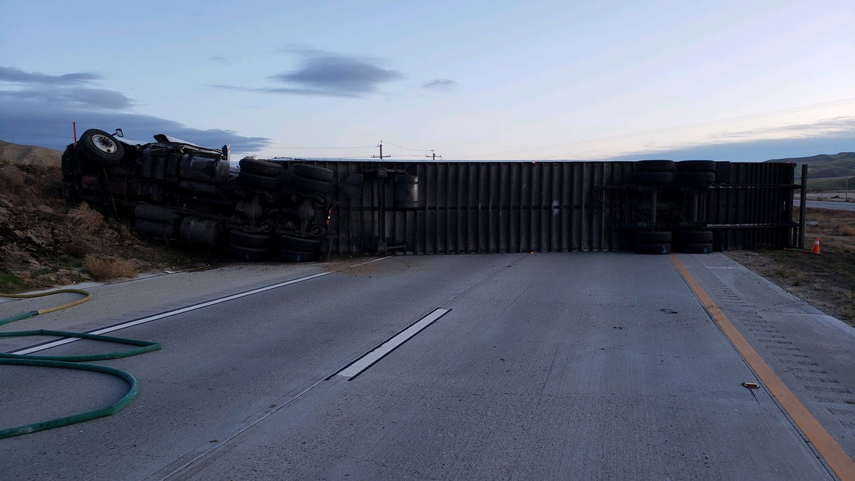 Overturned Semi Blocks Lanes Of Highway 46 Near Shandon | News Channel 3-12