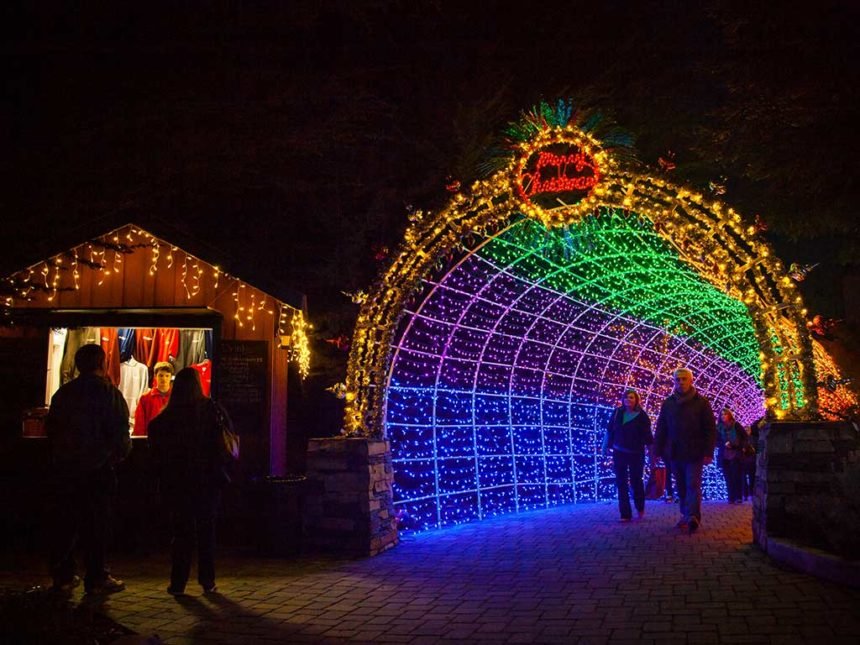 cambria christmas market tunnel lights