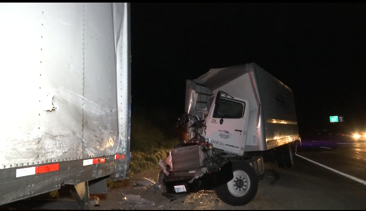 TWO BIG RIGS COLLIDE