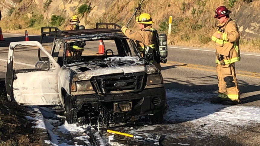 Santa Barbara County fully engulfed car fire