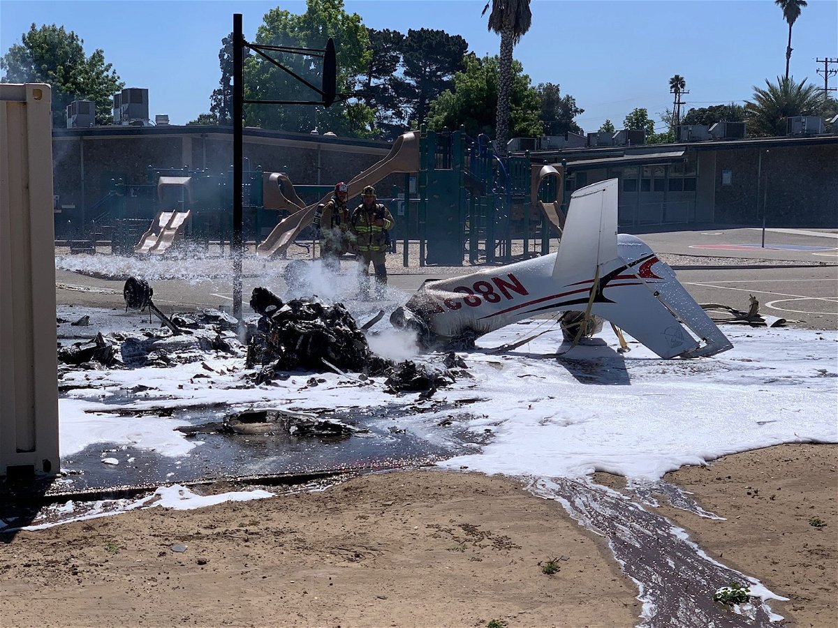 A plane went down at Ralph Dunlap Elementary School in Orcutt Wednesday.