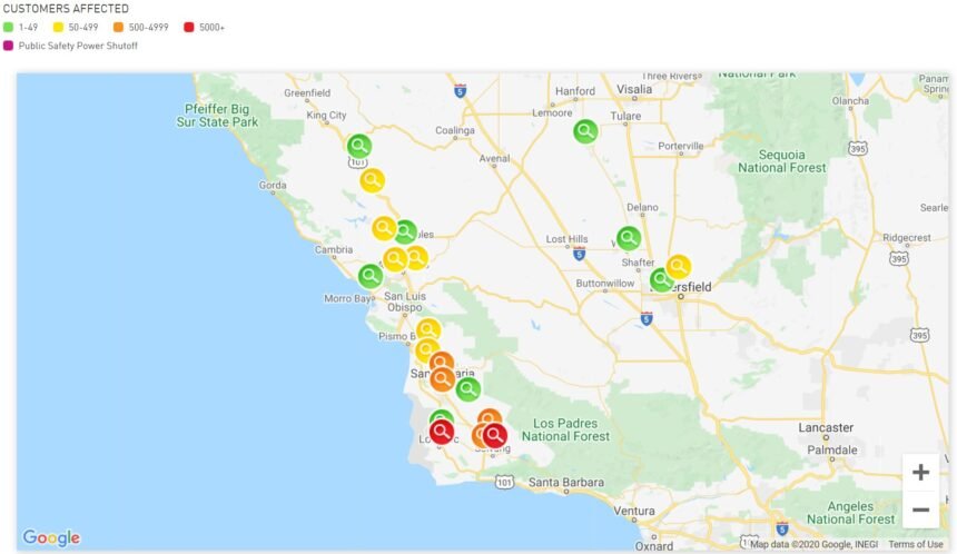 CENTRAL COAST OUTAGES LIGHTNING