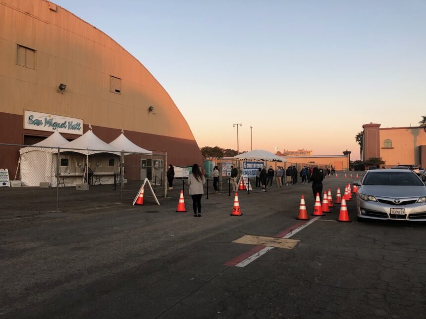 Hundres of people show up to get tested at Ventura County Fairgrounds