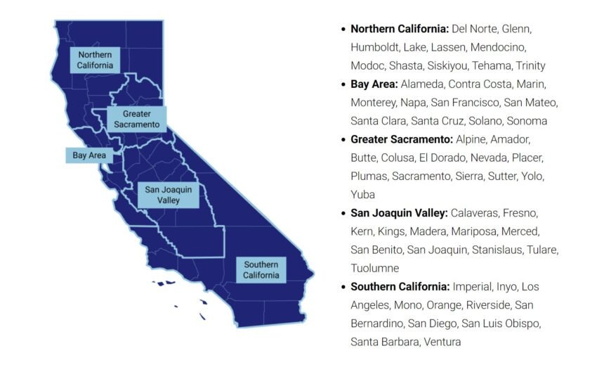 regional sections of california for stay home order