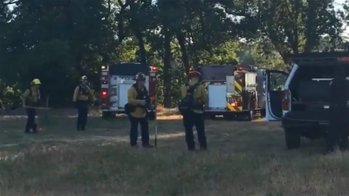 Firefighters on scene of a fire at a homeless encampment in Paso Robles.