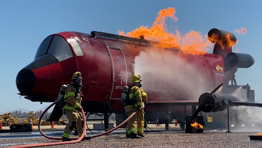 Fire Crews Participate In Aircraft Rescue Fire Fighter Training At ...