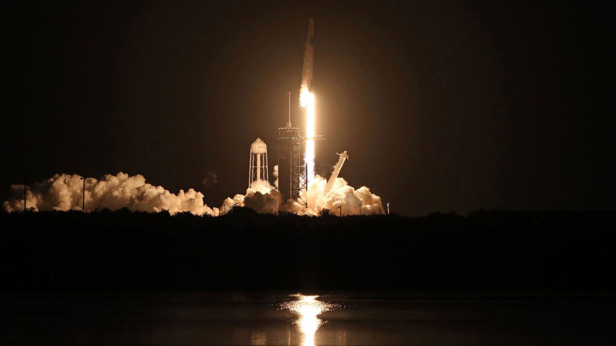 A SpaceX Falcon 9 rocket lifts off from launch complex 39A at the Kennedy Space Center in Florida on November 15, 2020. - (Photo by GREGG NEWTON/AFP via Getty Images)