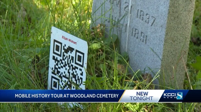 <i>KCCI</i><br/>Modern-day QR codes dot dozens of historic grave sites all across Woodland Cemetery telling the stories of some of Des Moines' earliest residents.