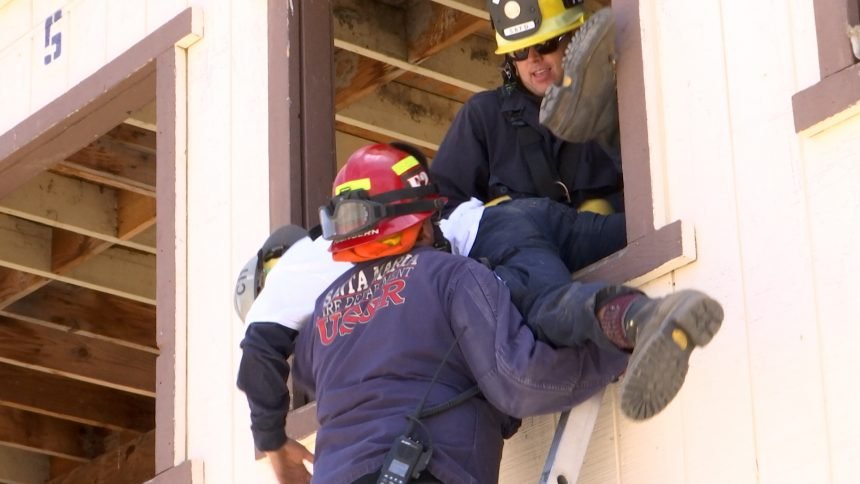 Firefighter training exercise