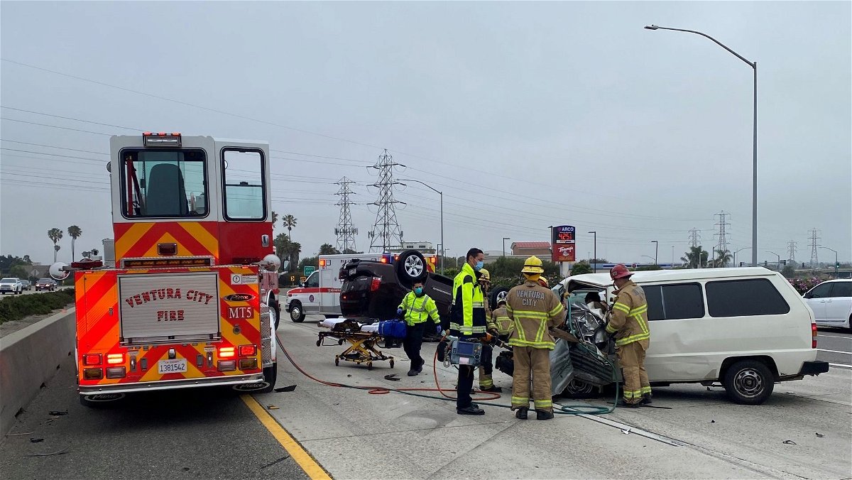 One person was seriously injured in a crash on Highway 101 in Ventura Sunday
