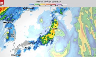 Tropical Storm Nepartak was sitting off the eastern coast of Japan on July 26 and is expected to make landfall on Honshu