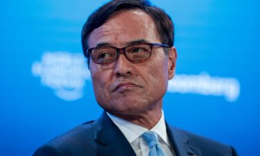 Suntory CEO Takeshi Niinami speaks during a panel session at the World Economic Forum in Davos