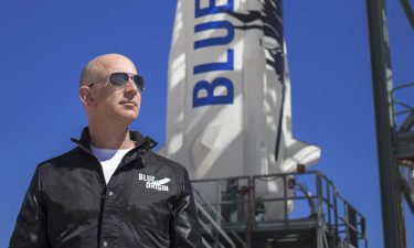 Jeff Bezos at New Shepard's West Texas launch facility before the rocket's first flight in 2015.
