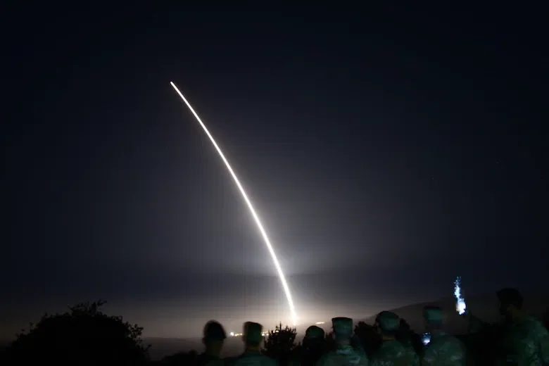 An Air Force Global Strike Command unarmed Minuteman III intercontinental ballistic missile launches during an operational test at 12:53 a.m. Pacific Time (Wednesday, August, 11, 2021), at Vandenberg Space Force Base, Calif.