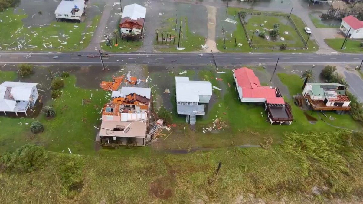 <i>U.S. Coast Guard</i><br/>The United States Coast Guard overflight shows widespread Hurricane Ida destruction in Grand Isle
