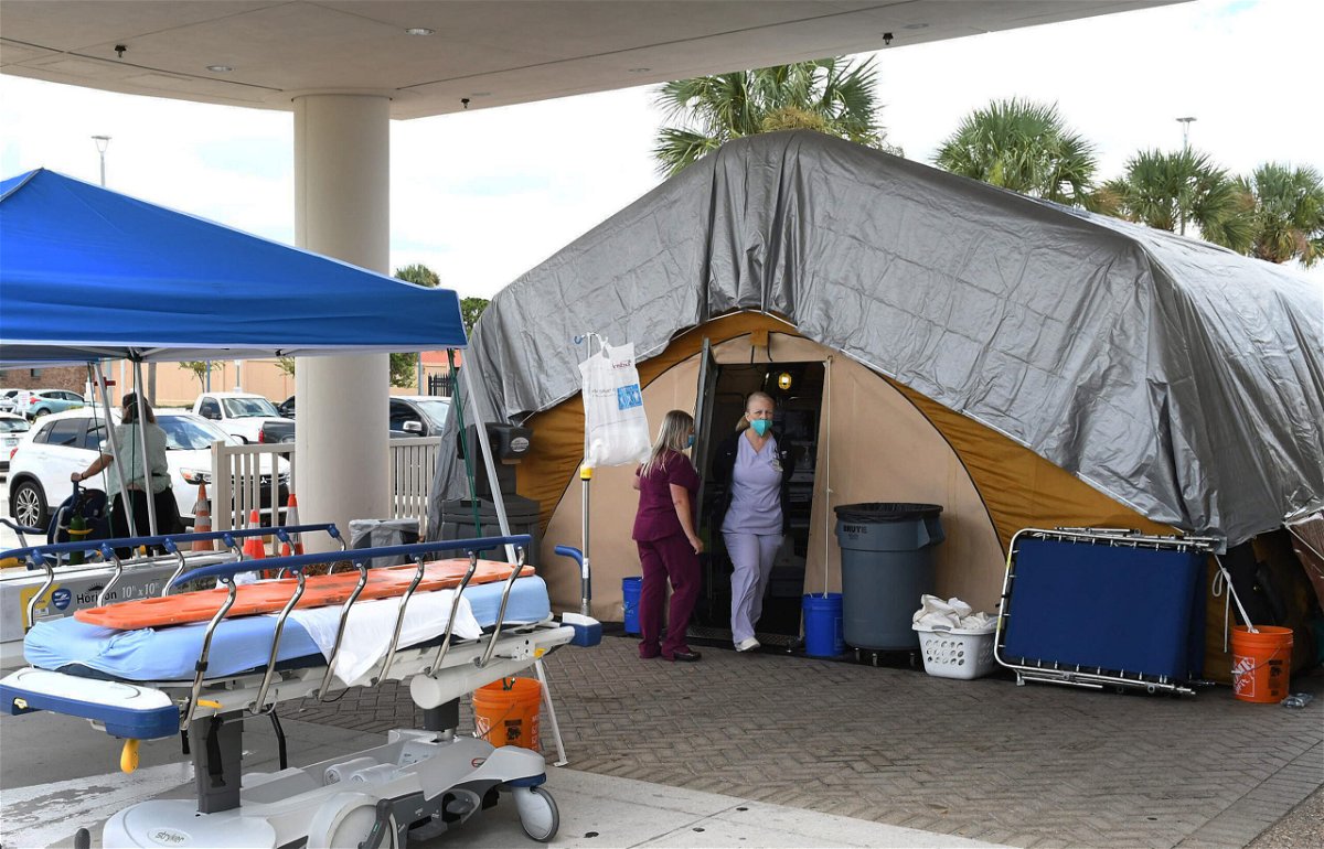 <i>Paul Hennessy/SOPA Images/LightRocket/Getty Images</i><br/>Coronavirus-related hospitalizations are up 13% from Florida's previous peak on July 23