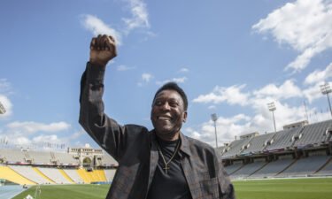 Pele visiting the Olympic Stadium in Barcelona on September 2