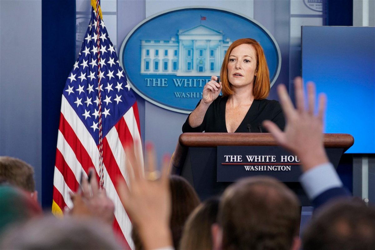 <i>Susan Walsh/AP</i><br/>White House press secretary Jen Psaki speaks during the daily briefing at the White House