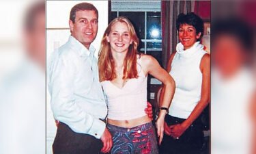 Photograph appearing to show Prince Andrew Duke York with Jeffrey Epstein's accuser Virgina Guifre and alleged madam Ghislaine Maxwell