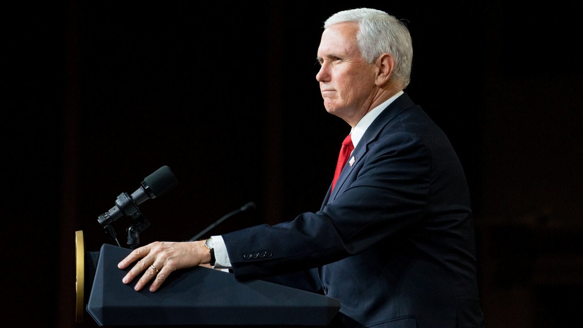 <i>Megan Varner/Getty Images</i><br/>Vice President Mike Pence speaks during a visit to Rock Springs Church to campaign for GOP Senate candidates on January 4