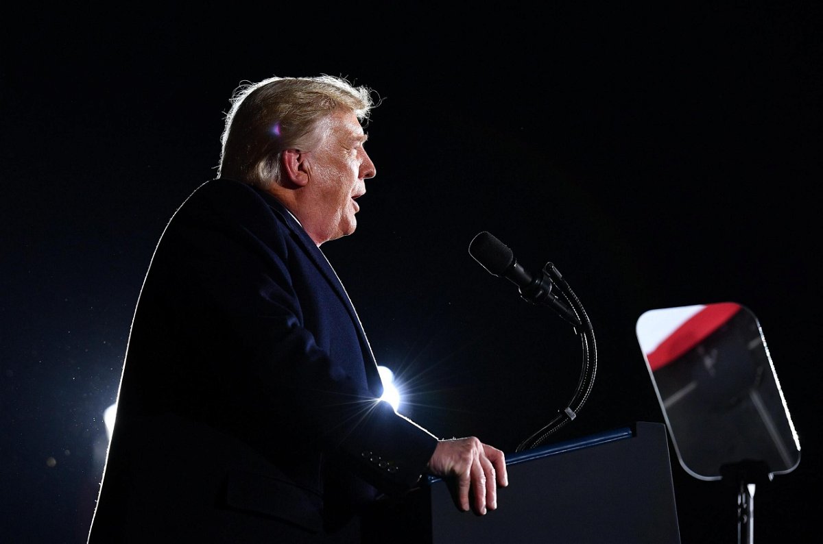 <i>Mandel Ngan/AFP/Getty Images</i><br/>Georgia criminal probe into former President Donald Trump's attempts to overturn the 2020 election quietly moves forward. Trump here speaks during a rally in Dalton