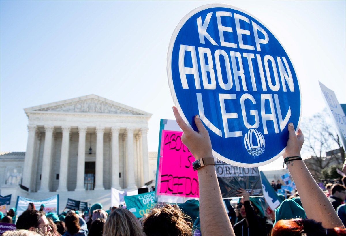 <i>SAUL LOEB/AFP/Getty Images</i><br/>Activists supporting legal access to abortion protest during a demonstration outside the US Supreme Court in Washington
