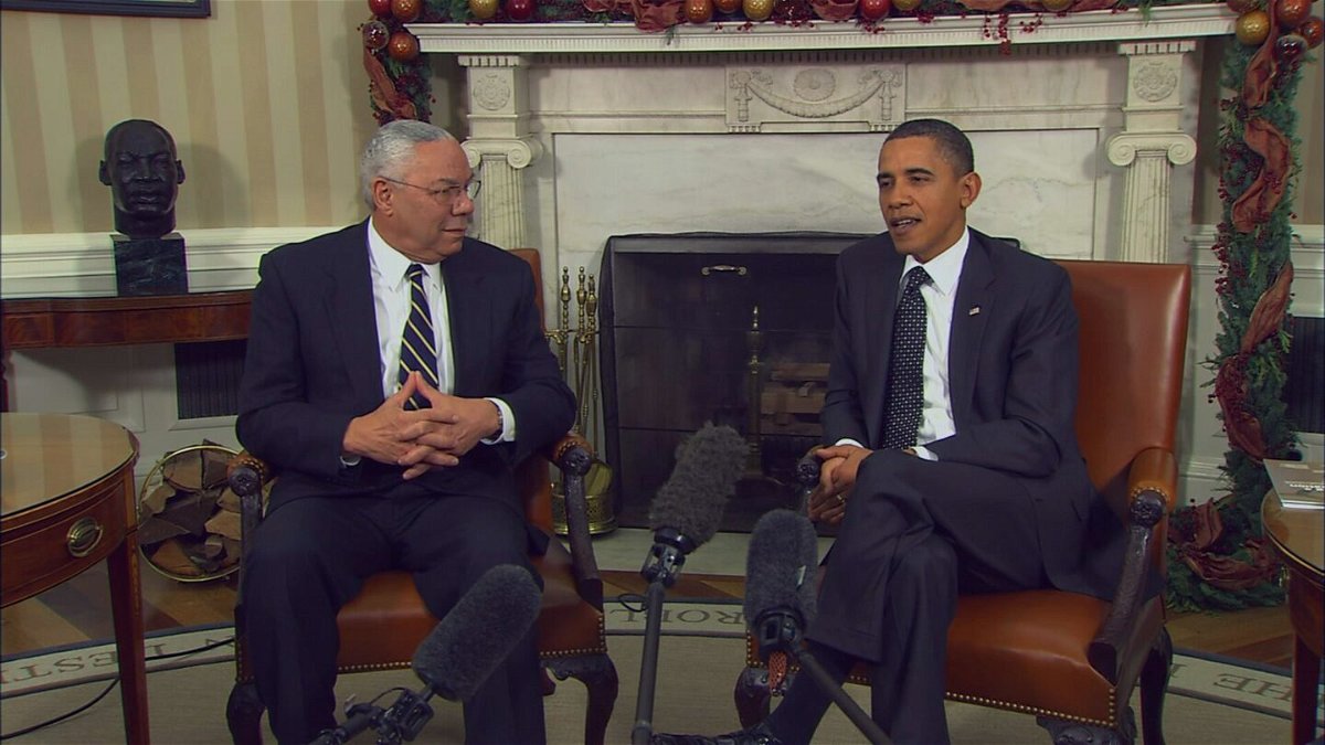 <i>CNN</i><br/>Former Secretary of State Colin Powell is shown here meeting with President Barack Obama at the White House on Wednesday