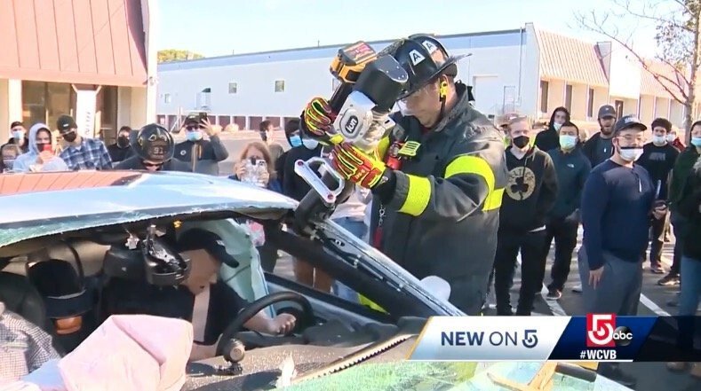 <i>WCVB</i><br/>Students at MassBay Community College watched as Ashland Firefighters used the 