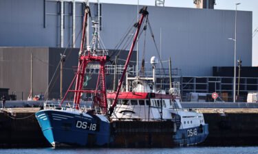 A British trawler is seen moored in the port of Le Havre after it was seized by France on October 28.