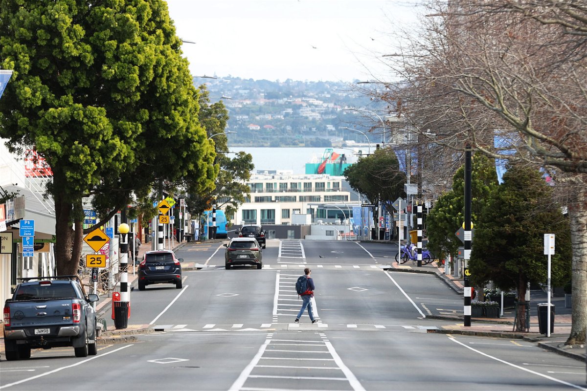 <i>Fiona Goodall/Getty Images</i><br/>A deserted Parnell Rise is seen after a lockdown was imposed in Auckland on August 24.