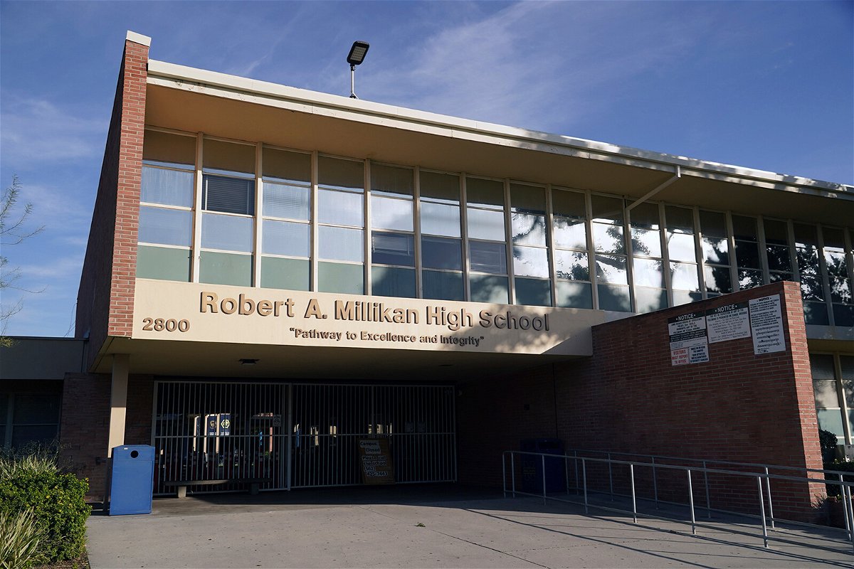 <i>Kirby Lee/AP</i><br/>A general view of Millikan High School on Sunday