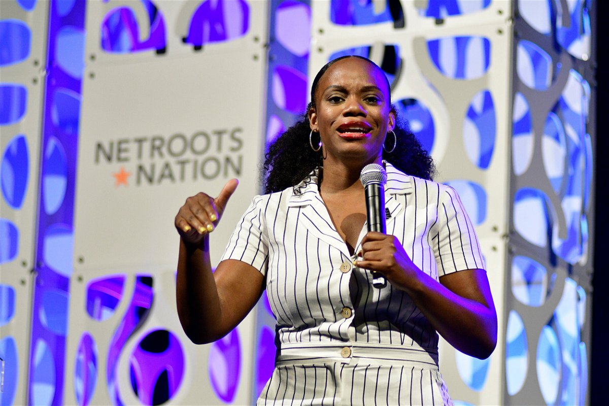 <i>Bastiaan Slabbers/NurPhoto/Getty Images</i><br/>Pennsylvania state Rep. Summer Lee formally entered the primary in the state's 18th Congressional District on Tuesday. Lee is shown here speaking at the Netroots Nation convention in Philadelphia in 2019.