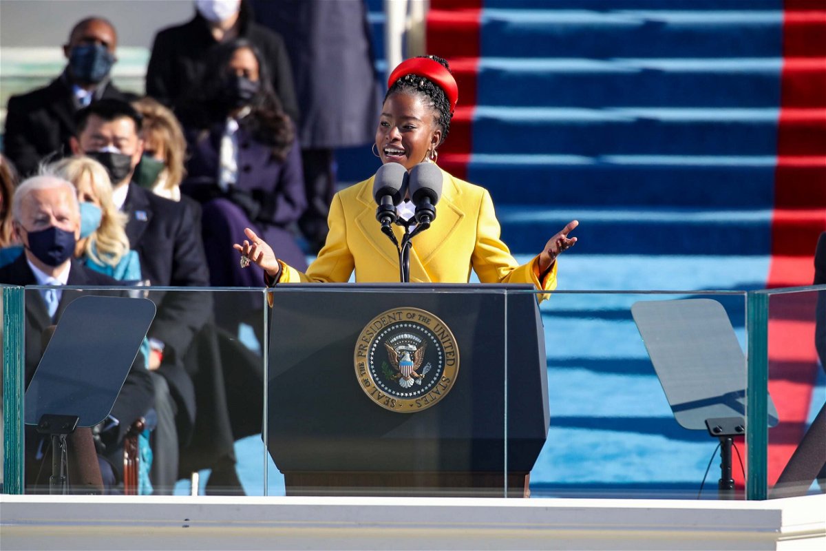 <i>Rob Carr/Getty Images</i><br/>Youth Poet Laureate Amanda Gorman speaks at the inauguration of U.S. President Joe Biden on the West Front of the U.S. Capitol on January 20.