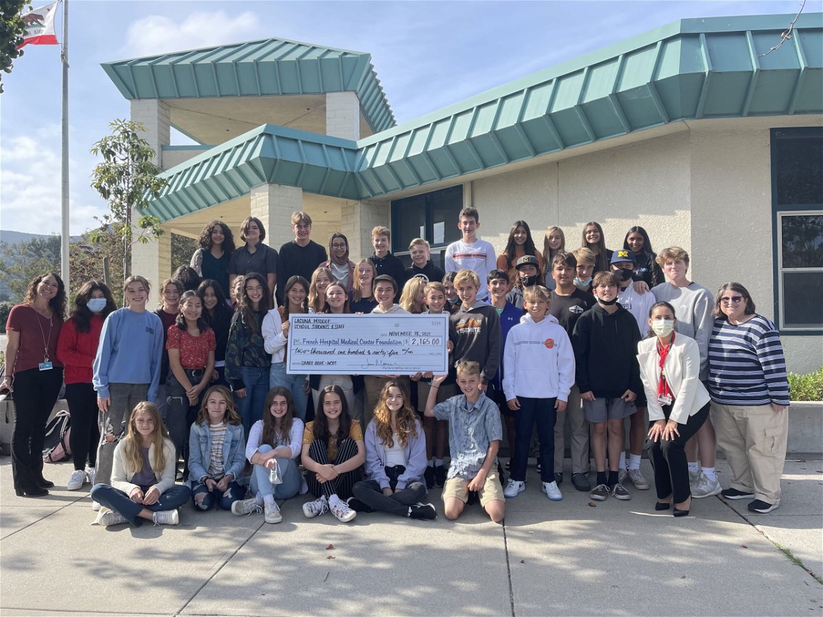 Middle school students in San Luis Obispo donated more than $2,000 to the Hearst Cancer Resource Center at French Hospital.