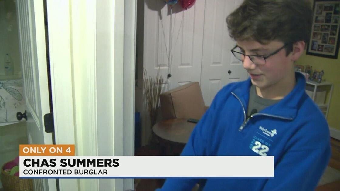 <i>KMOV</i><br/>A Shrewsbury teenager is being hailed a hero after confronting an armed intruder inside his home in the early morning hours of July 8. Chas Summers