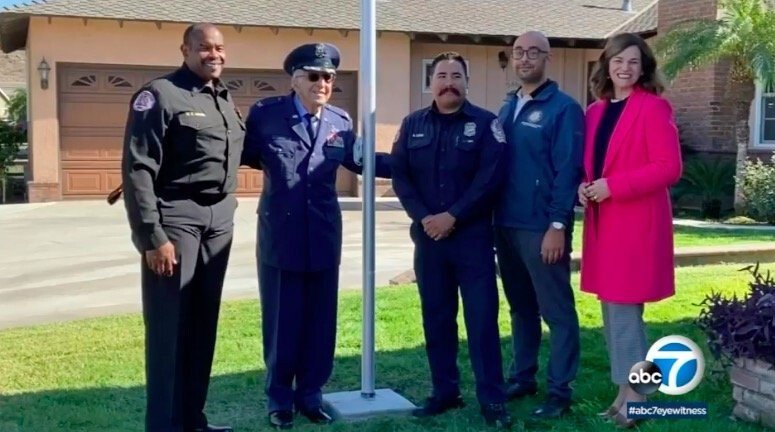 <i>KABC</i><br/>A flagpole displaying the American flag and the colors of the U.S. Air Force now stands proudly in front of the Southern California home of a 99-year-old retired Air Force veteran.