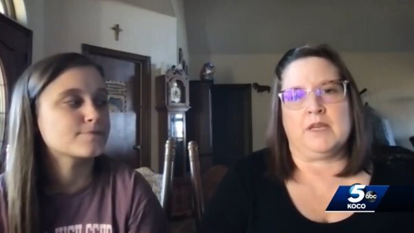 <i>KOCO</i><br/>Dawna Groover (right) discusses the rare genetic disease that causes multiple benign brain tumors and severe seizures in her 4-year-old daughter