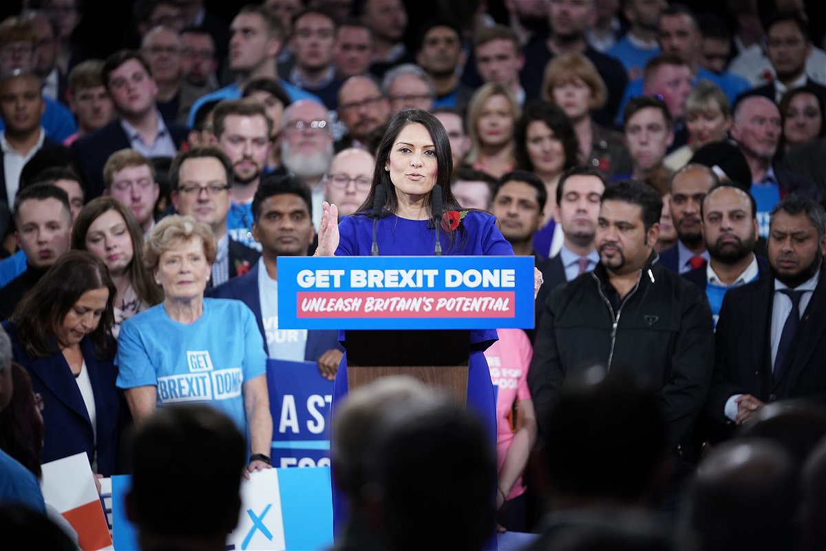 <i>Christopher Furlong/Getty Images</i><br/>Priti Patel campaigns during the 2019 general election. She has been a loud proponent of Brexit since the 2016 referendum.