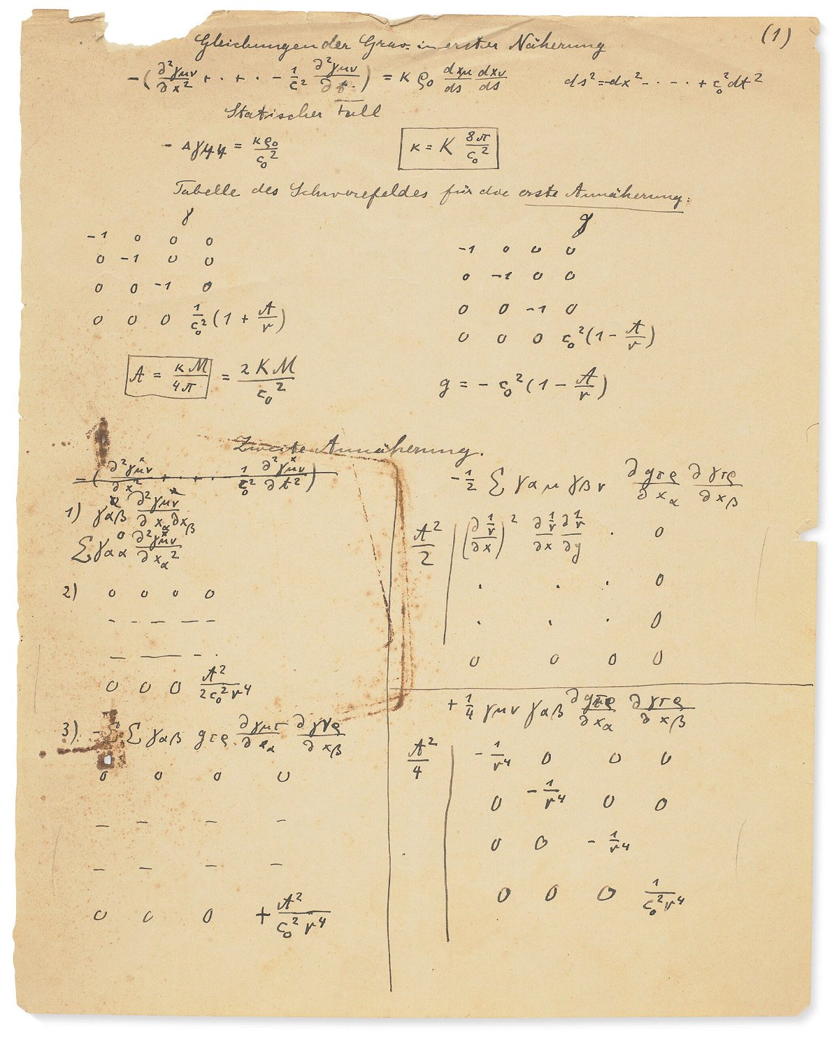 <i>Courtesy Christie's/Aguttes</i><br/>Einstein's and Besso's calculations are documented in the manuscript.
