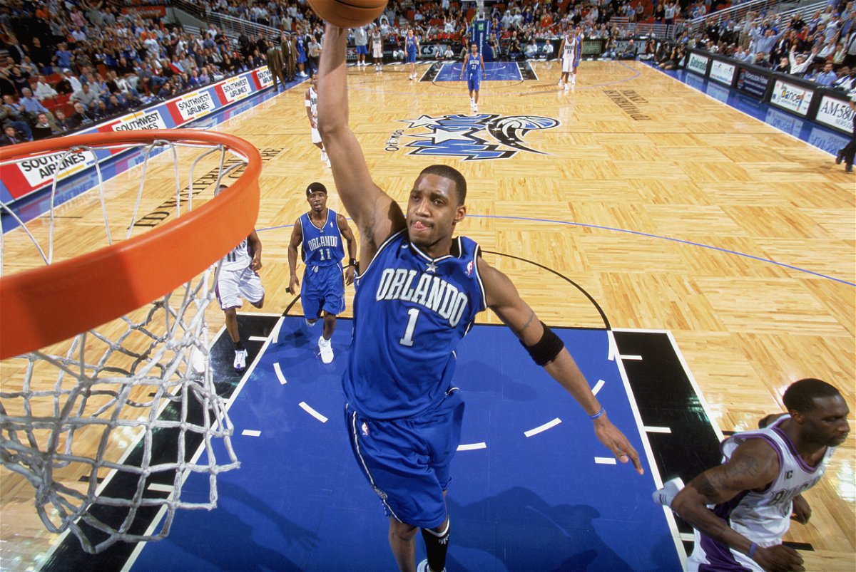 <i>Fernando Medina/Getty Images</i><br/>Tracy McGrady #1 of the Orlando Magic takes the ball up against the Milwaukee Bucks during the NBA game at TD Waterhouse Centre on Jan 19