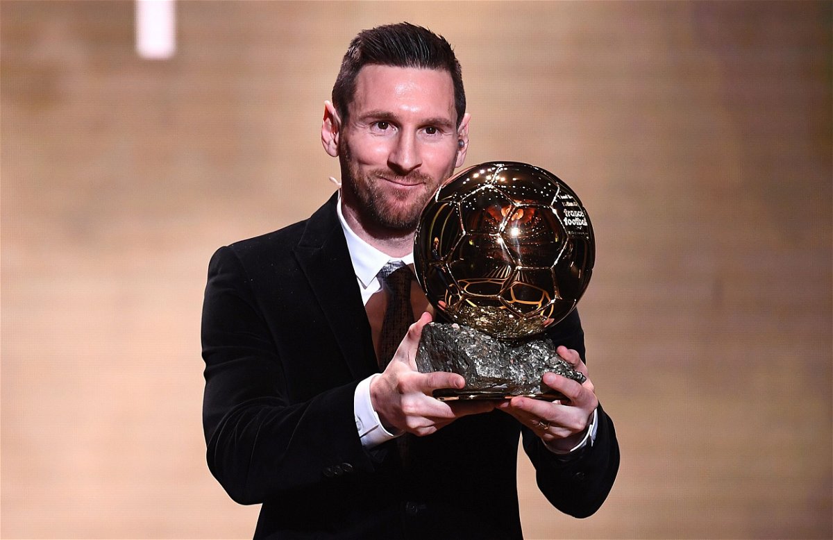 <i>FRANCK FIFE/AFP/Getty Images</i><br/>Messi poses with his sixth Ballon d'Or trophy in 2019.