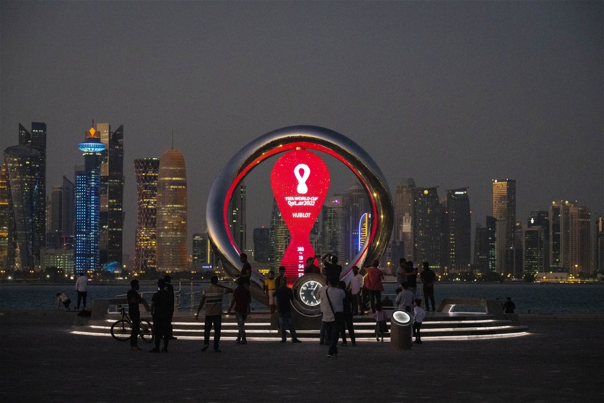 <i>Darko Bandic/AP</i><br/>A clock in Doha counts down the days until the start of the World Cup.