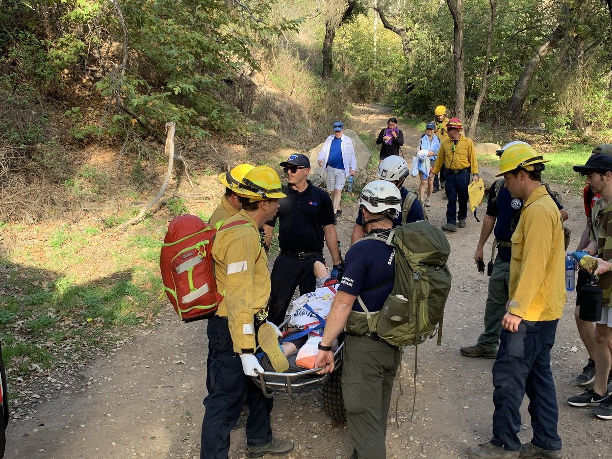 A 61-year-old woman was rescued from a Montecito hiking trail Friday 