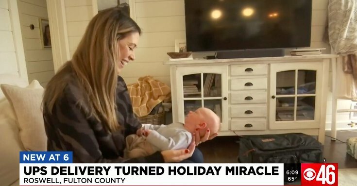 <i>WGCL</i><br/>A UPS driver stopped after delivering a package in a Roswell neighborhood earlier this month to wish the parents of a newborn baby boy well.