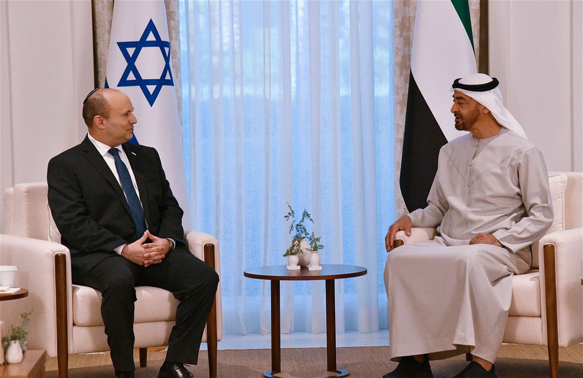 <i>Haim Zach/Israel Government Press Office/AP</i><br/>Israeli Prime Minister Naftali Bennett has met with Abu Dhabi Crown Prince Sheikh Mohammed bin Zayed at his private palace in Abu Dhabi