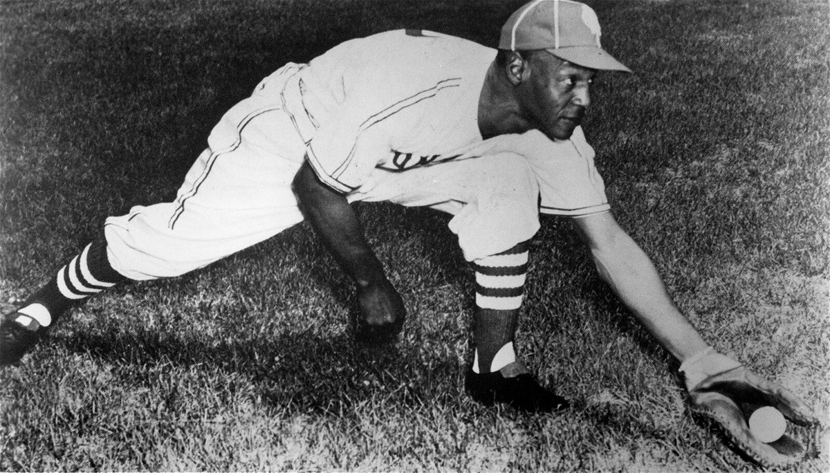 <i>Mark Rucker/Transcendental Graphics/Getty Images</i><br/>Buck O'Neil of the Kansas City Monarchs demonstrates his first baseman's stretch during a workout in the 1948 season. O'Neil is being considered for induction into the National Baseball Hall of Fame.
