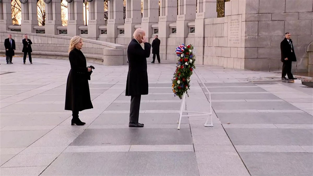 <i>pool</i><br/>President Joe Biden and first lady Jill Biden visited to the World War II Memorial in Washington