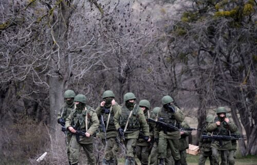 Tensions between Ukraine and Russia are at their highest in years. Russian soldiers are seen patroling the area surrounding the Ukrainian military unit in Perevalnoye