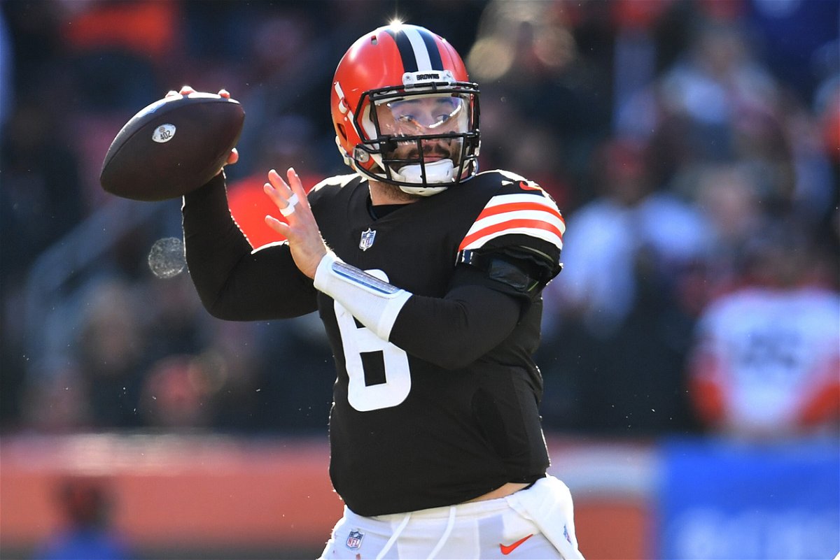 <i>Jason Miller/Getty Images</i><br/>Covid-19 is wreaking havoc on the sports schedule. Baker Mayfield #6 of the Cleveland Browns throws a pass against the Baltimore Ravens on December 12