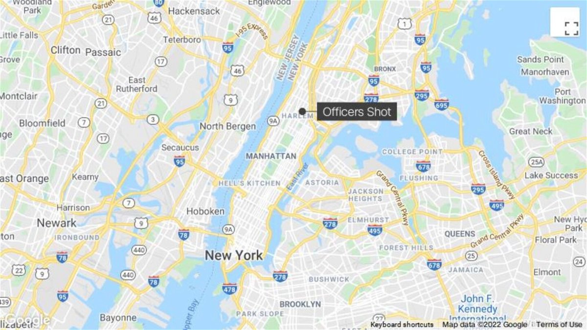<i>Google Maps</i><br/>One New York Police Department officer has died and another is injured after a shooting incident in Harlem